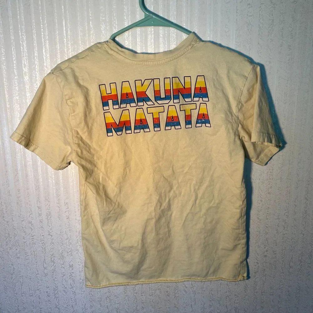 Hakuna Matata Girl's T-Shirt Yellow Cotton 2-Sided Rolled Hem Disney Size Small - Picture 3 of 8